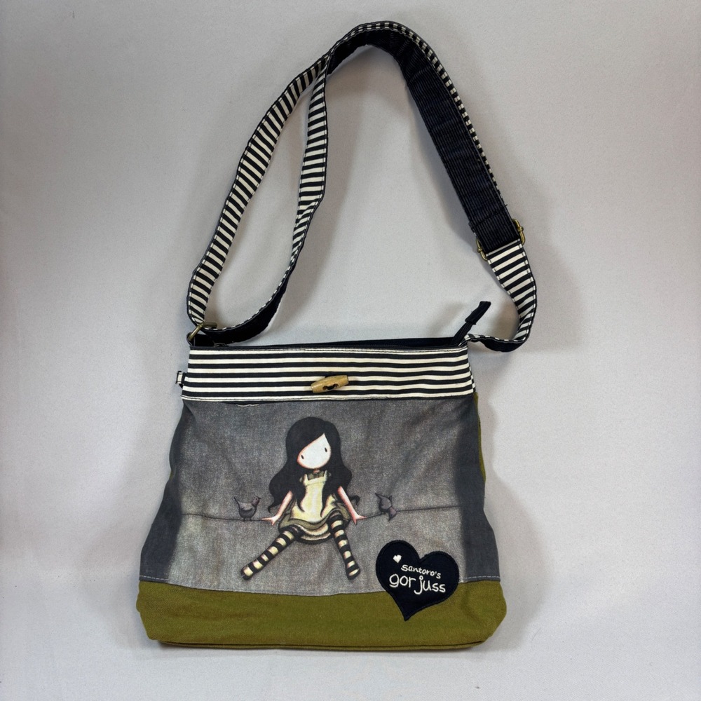 Santoro Gorjuss Crossbody Bag Womens Green On Top Of The World Canvas Purse